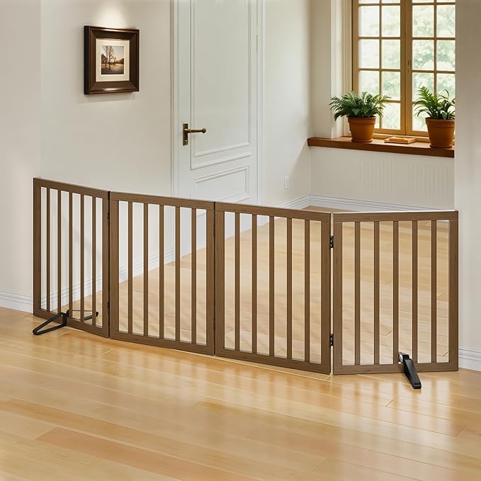Dog Gate for Stairs,Foldable Dog Gate for Indoor Doorways House,Freestanding Pet Gates for Dogs,Doogie Puppy Fence Gate