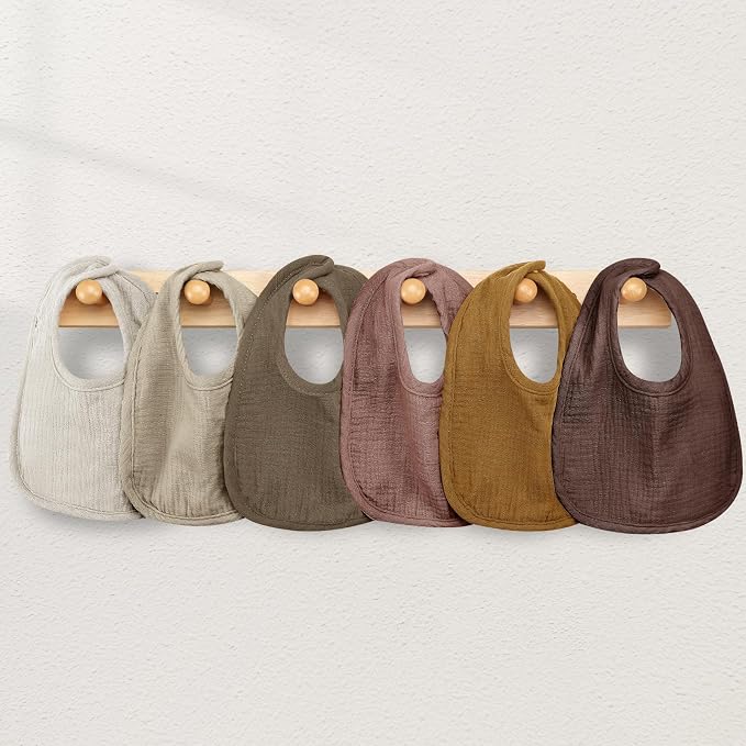 Muslin Baby Bibs for Unisex Boys Girls, Cotton Drool Bibs, Adjustable Newborn Bibs for Drooling and Teething
