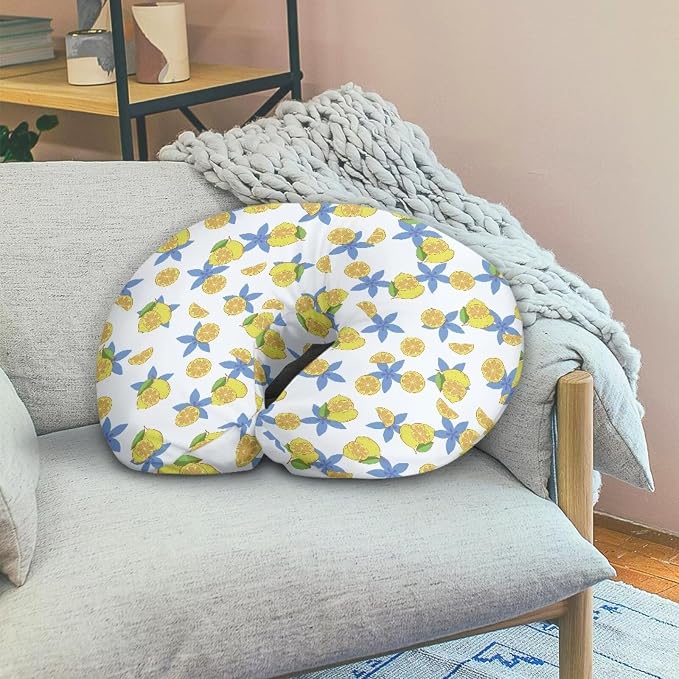 Nursing Pillow Cover,Removable Cover for Breastfeeding Pillows,Ultra-Soft Baby Nursing Pillow, Fits Newborn Feeding Pillow,Blue Stars and Lemons