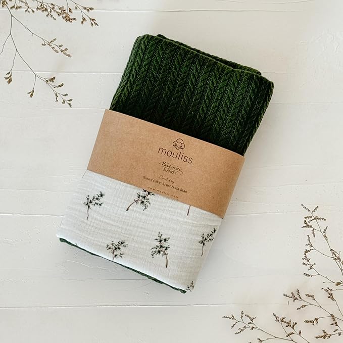 Mouliss Personalized Baby Blanket with Name ??Handmade 100% Organic Cotton Newborn Gift | Custom Knit Blanket for Boys, Girls, Kids & Baby Showers