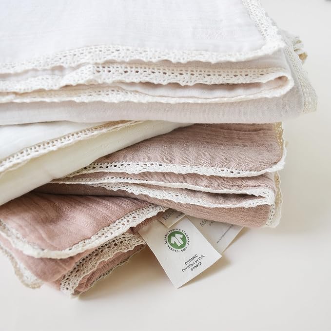 MakeMake Organics GOTS Certified Organic Cotton Muslin Soft Breathable Lightweight Swaddle and Comfort Organic Baby Blanket for Toddler Baby Boys and Girls - Pecan, 30" x 40"
