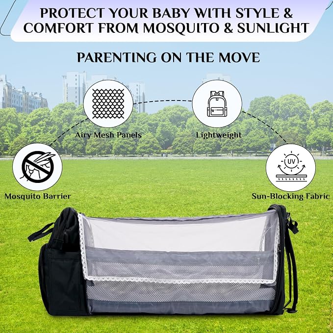 Diaper Bag Backpack, Waterproof Multifunctional Baby Diaper Bag w/Changing Station for Boys & Girls, USB Charging Port, Large Capacity Travel Baby Bag for Mom Dad w/Insulated Bottle, Black