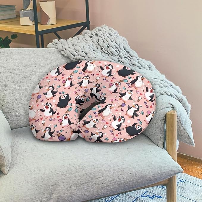 Forchrinse Happy Penguin Nursing Pillow Cover for Girls Nursing Pillow Slipcover Breastfeeding Cushion Cover Baby Shower for Mom