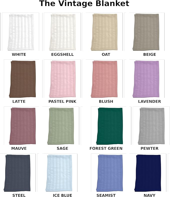 The Vintage Blanket - 100% Organic Cotton Baby Blanket, American Made, 30x40in - Bassinet, Crib, Stroller - Gift Registry Baby Shower for Newborns and Kids (Oat)