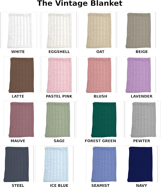 The Vintage Blanket - 100% Organic Cotton Baby Blanket, American Made, 30x40in - Bassinet, Crib, Stroller - Gift Registry Baby Shower for Newborns and Kids (Grey)