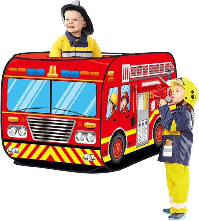 Kiddie Play Fire Truck Pop Up Play Tent for Kids Boys & Girls Indoor Outdoor Playhouse Toy