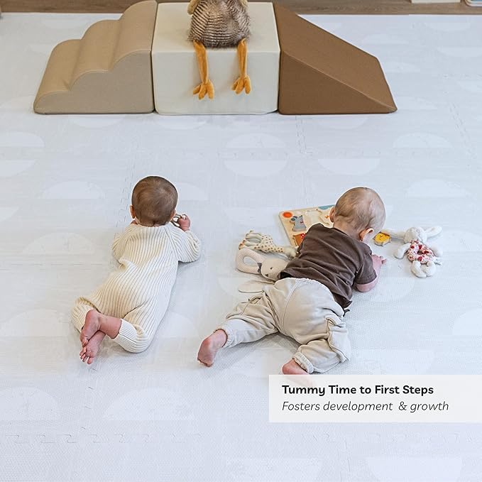 Little Landings Baby Play Mat for Floor - Aura Pearl (6x6ft) - Premium EVA Foam Play Mat for Babies & Toddlers (Ages 0-5+) Non-Toxic Playmat for Tummy Time, Crawling & Playroom - Stylish & Comfortable
