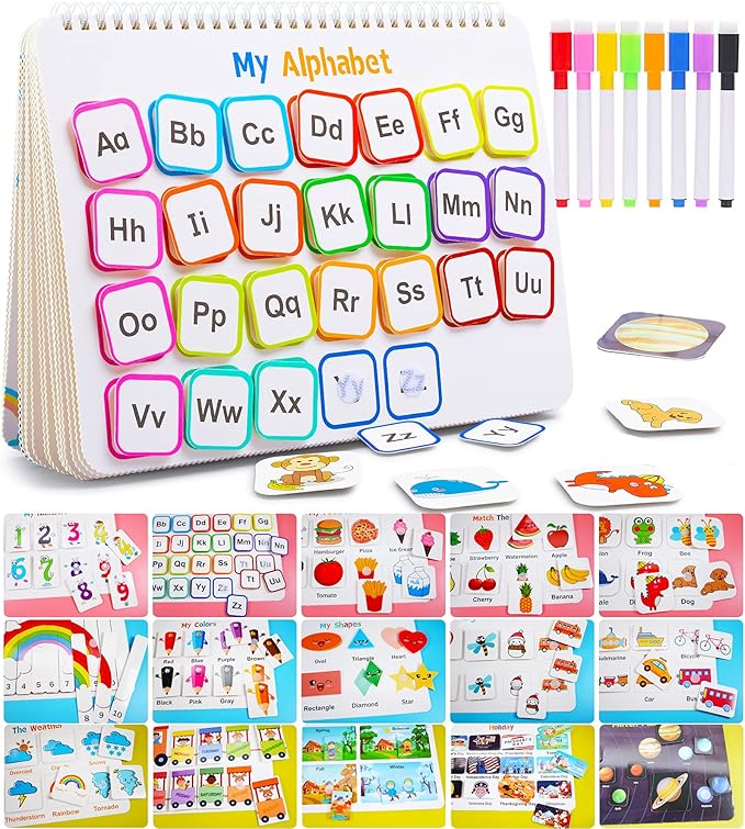 Huijing Montessori Preschool Learning Activities Busy Book - Workbook Activity Binder / Toys for Toddlers, Autism Learning Materials and Tracing Coloring Book