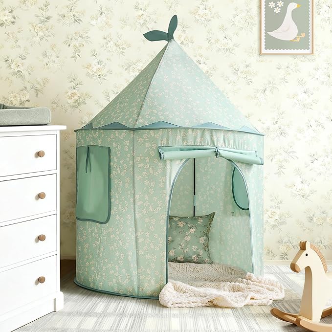 Tiny Land Kids Play Tent ??Cute GreenTent for Kids Indoor, Portable Toddler Tent for Girls & Boys, Fun Playhouse Toy for Imaginative Play, Perfect Toys Gifts for 2 Year Old Girl & Boy