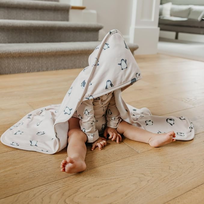 Copper Pearl Penguins Premium Knit Hooded Towel