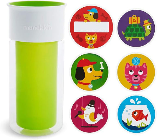 Munchkin® Miracle® 360 Insulated Sippy Cup, Includes Stickers to Customize Cup, 9 Ounce, Green