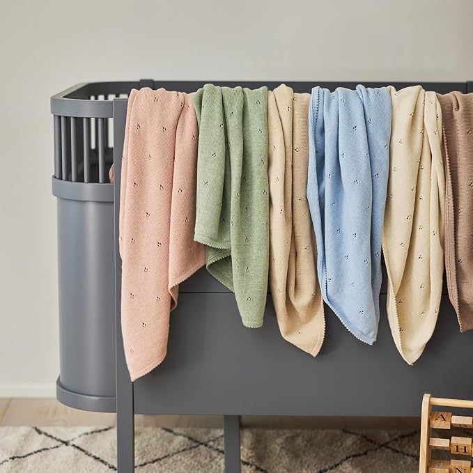 100% Organic Cotton Pointelle Knit Baby Girl Quilt – Lightweight, Breathable Swaddle Blanket for Newborns | Baby Registry Essential & Gift (Blush)