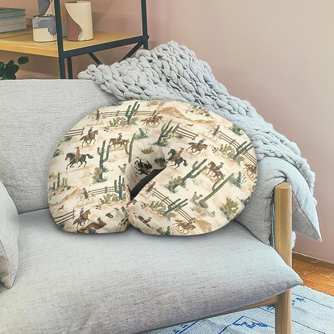 Cow Boy and Cacti Baby Nursing Pillow Cover Baby Breastfeeding Slipcover Infant Newborn Nursery Bottle Pillowcase Stretchy Replaceable Pillow Cover Slipcover