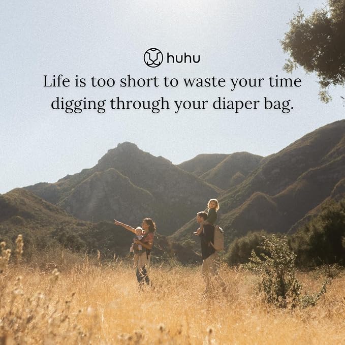 Huhu Diaper Bag Backpack – Large Baby Bag for Moms & Dads – Water-Resistant, Unisex Travel Kit for New Parents – Includes Changing Pad and 2 Organizer Pouches (Outdoorsy Sage)