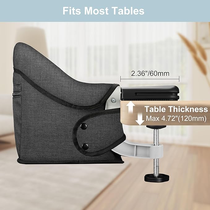 Hook On High Chair with Detachable Tray, Portable Foldable Clip On Baby Travel High Chair, Lightweight Feeding Seat with Storage Bag, BPA-Free Safety Harness for Home Restaurant (Bright Blue)