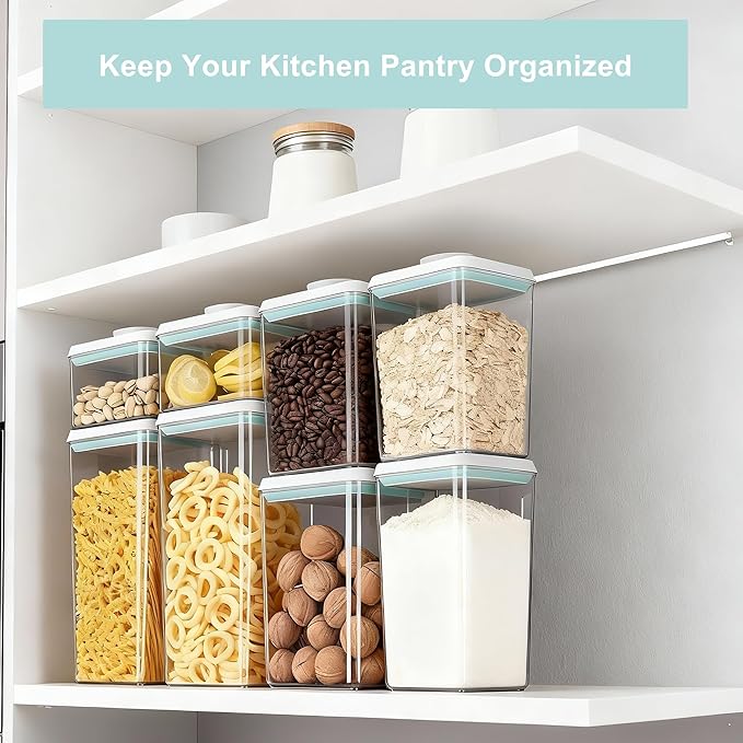 Pop Containers with Lids - Stackable Airtight Food Storage, Kitchen Pantry Storage Containers for Snacks Candy Salt Herbs Spices BPA-Free (3300ML / 3.48QT / 112OZ *3)
