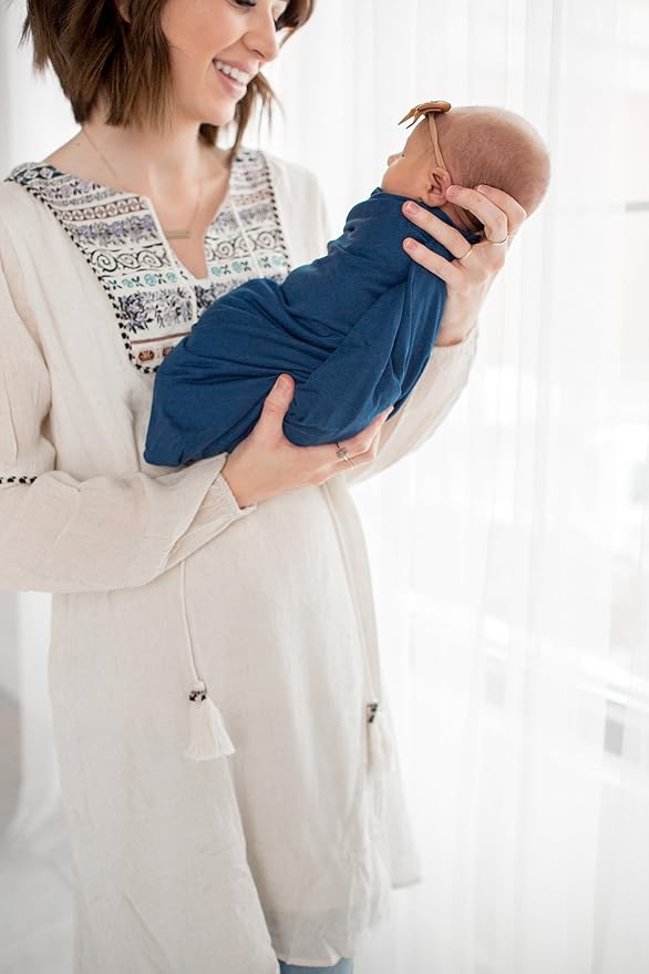 Copper Pearl Swaddle Blankets for Newborns | Soft Stretchy Receiving Blankets for Boys and Girls | Large 46 x 46 Inch Baby Blankets | Lightweight and Breathable Swaddles | River