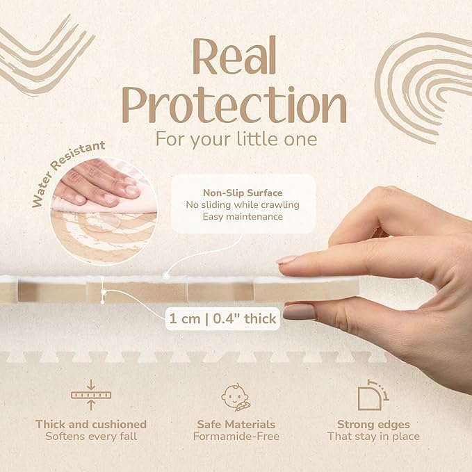 Baby Play Mat ??Premium Foam Playmat for Babies & Toddlers, 67" x 48", Neutral Modern Look, Easy-Clean & Non-Toxic, Decor-Friendly Baby Floor Play Mat for Any Room. Co-Toddlery