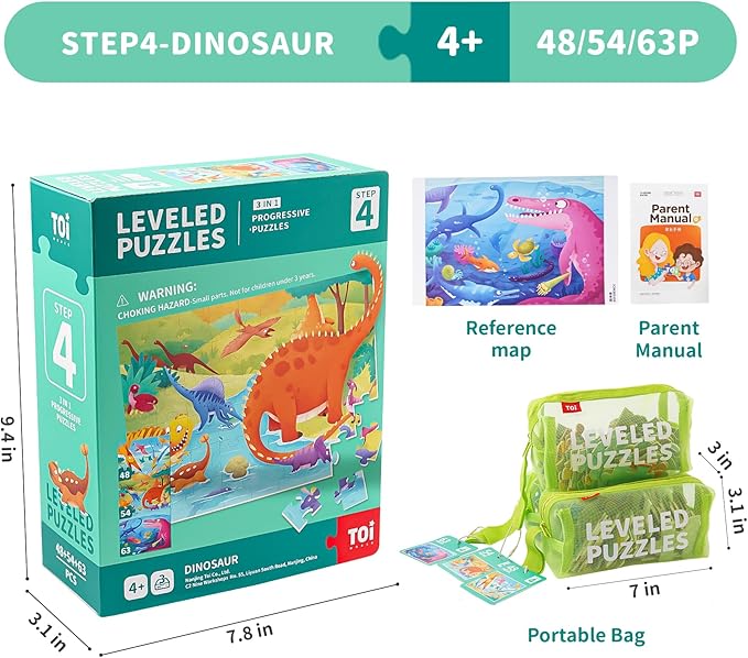 TOI Leveled Puzzles for Kids Aged 3.5 and Up, Toddler Puzzle Preschool Learning Jigsaw Puzzles, Large Pieces Educational Game for Boys Girls, Classic Education Step 4