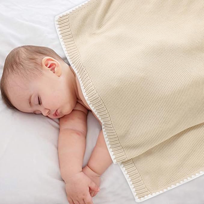mimixiong Cotton Baby Blanket Gender Neutral Nursery Swaddling Blanket for Shower Gift Registry for Baby Camel 40 x30 Inch