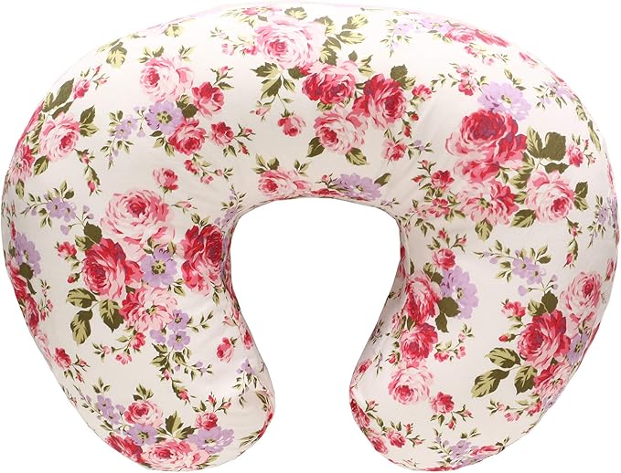 LAT Nursing Pillow for Breastfeeding,100% Cotton Removable Cover,Ergonomic Breast Feeding Pillows for Mom and Baby,Machine Washable(Flower)