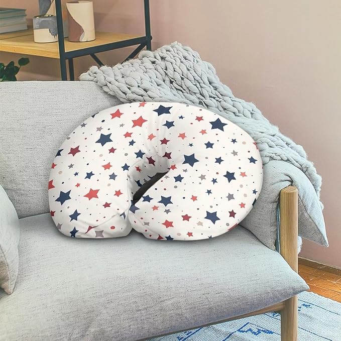 Multi Colorful Stars Baby Nursing Pillow Cover Slipcover for Breastfeeding Pillows, Soft and Stretchy Safely Breastfeeding Pillow Cover Breathable and Washable