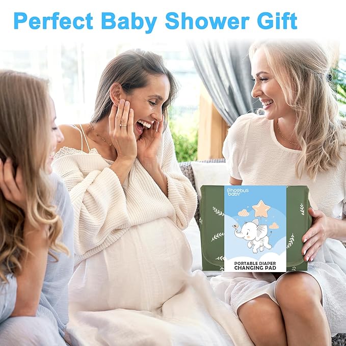 Baby Portable Changing Pad Travel - Waterproof Compact Diaper Changing Mat with Built-in Pillow - Lightweight & Foldable Changing Station, Newborn Shower Gifts