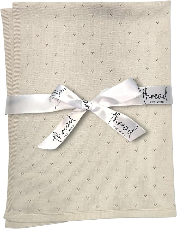 The Heirloom Blanket - 100% Organic Cotton Baby Blanket, American Made, 30x40in - Bassinet, Crib, Stroller - Gift Registry Baby Shower for Newborns and Kids (Cream)