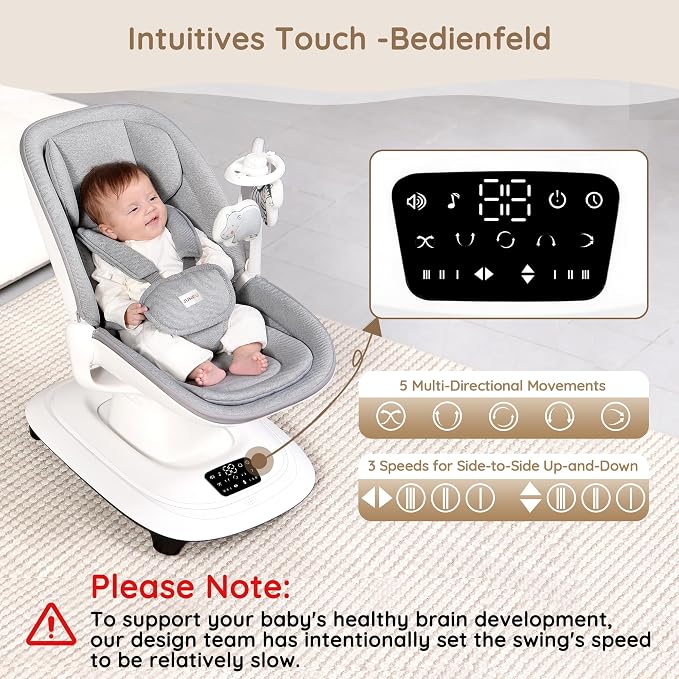 Baby Swings for Infants, Electric 3D-Motion Baby Swings with 7 Modes, 5-Point Harness, APP Control, 12 Preset Melodies, Indoor Toddler Swing for Boys Girls, Newborn Nursery Essentials (7-33lbs)