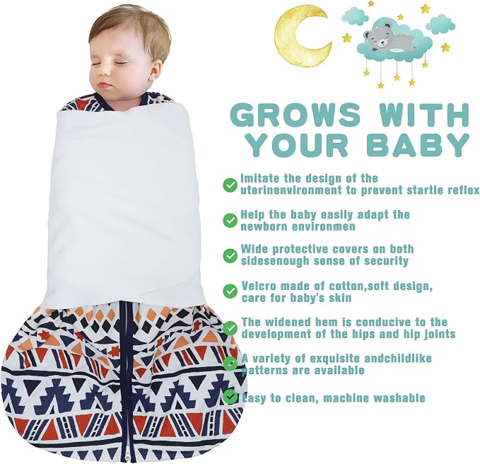 BSTOPPT Newborn Sleep Sack Baby Swaddle,3-Way Adjustable Wearable Blanket,100% Rayon Cotton Swaddling Sleeping Bag，TOG 0.5 (Soccer & Triangles, 3-6 Months)