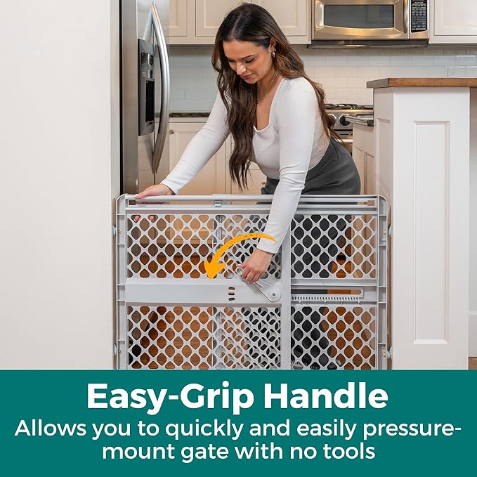 MYPET Universal Pet Gate: 26??- 42??Wide Dog Gate for Doorways with Pressure Fit or Swinging Door Hardware Mounting Types Included: 26" Tall; Gray