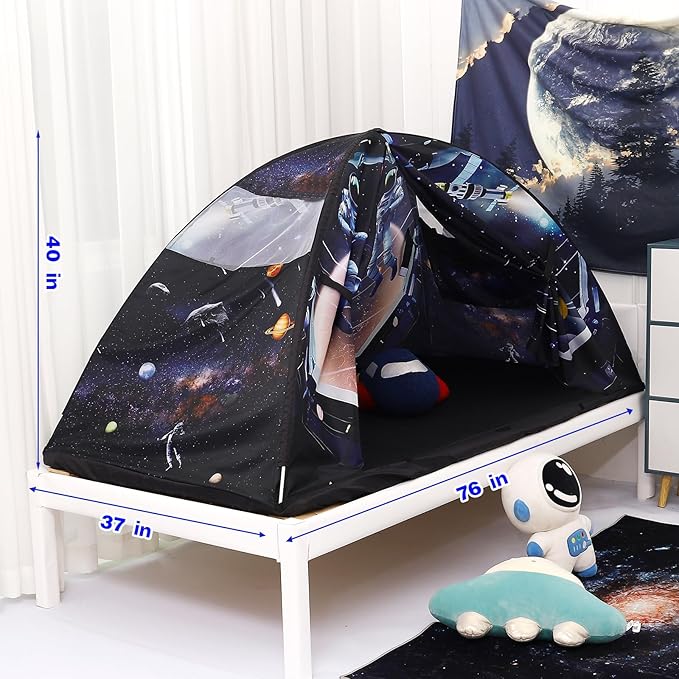 Kid Bed Tent -Twin Play Tent Dream Playhouse for Bedroom Decor Indoor Games Twin Size Bed Canopy by CRAWLBO