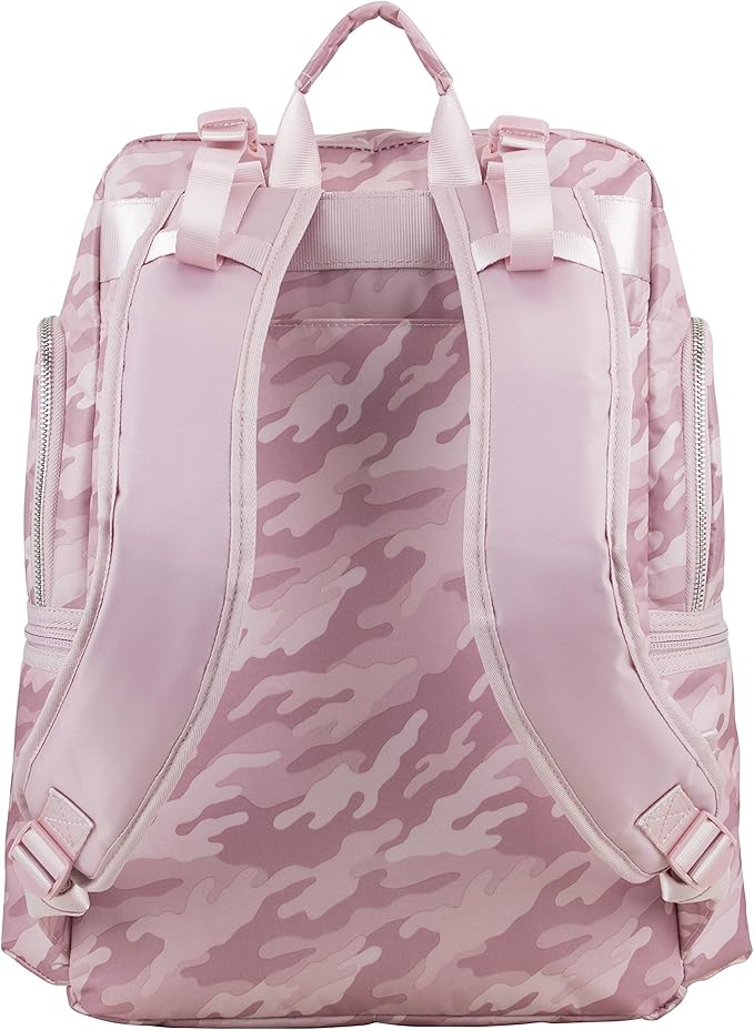 BODHI Baby Waterproof Multi-Function Travel Essentials Baby Tote Diaper Bag Backpack Changing Pad, Stroller Straps for Parents, Unisex, Pink Fluid Camo