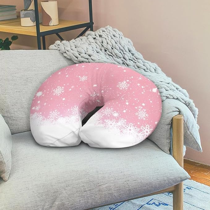 Snowflake Nursing Pillow and Positioner Detachable Newborn Original Breastfeeding Slipcover Case U-Shaped Head Support Protector Cushion Essential with Hidden Zipper Easy Care