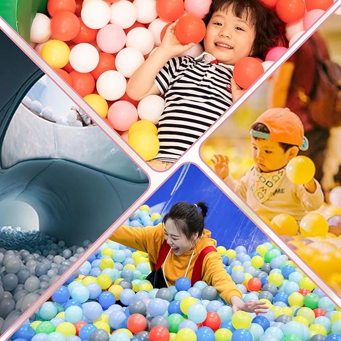 Ball Pit Balls for Toddlers 1-3, 100pcs Crush Proof Plastic Balls for Girls Ball Pit, BPA Free Non-Toxic Play Balls for Baby Pool, Playhouse, Tent, for Dogs & Pets, White, Pink Macaron Colors