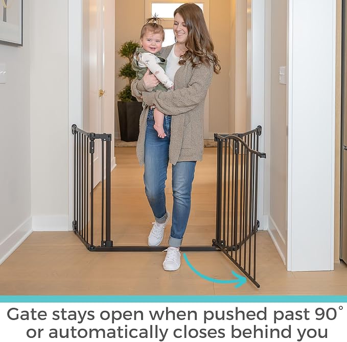 Toddleroo by North States - Deluxe Décor Safety Gate: Hardware Mounted Extra Wide Metal Baby Gate - Adjustable Child Gate - 38.3 to 72 Inches Wide - 30 Inches Tall - Matte Bronze
