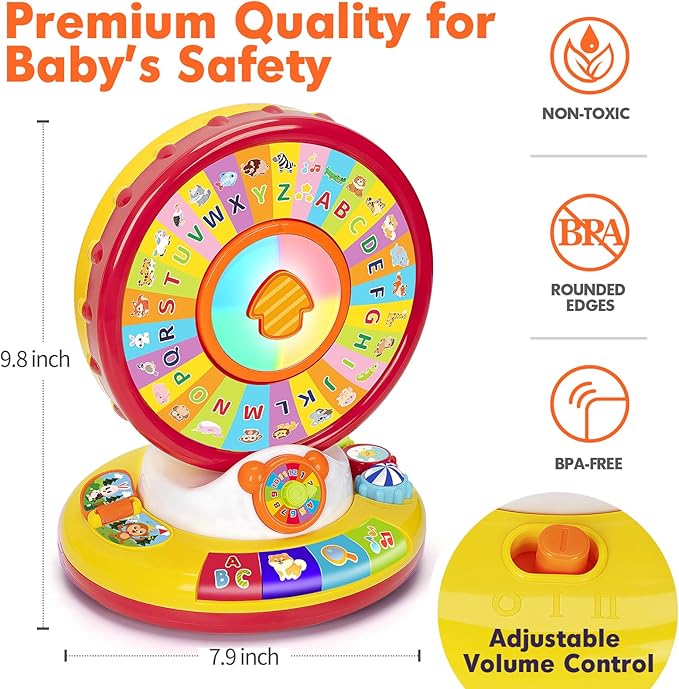 Learning Toys for 1 2 3 Year Old Boy Girl, Spin and Sing Alphabet Zoo with Sounds for Toddler 1-3, Educational Development Toy for Kid, Christmas Birthday Gifts for Baby 12-18 Months+