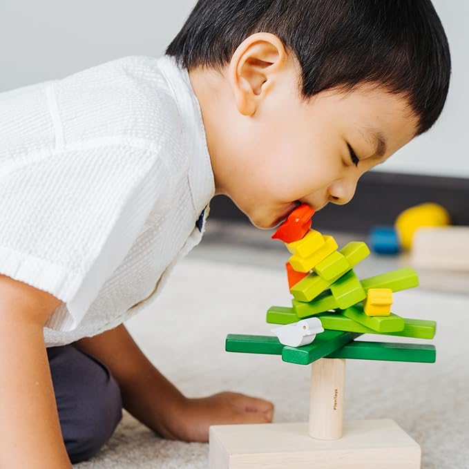 PlanToys® Wooden Balancing Tree Game | Montessori Stacking Toy with Birds for Fine Motor Skills & Coordination | Educational Game for Toddlers, Preschool Kids & Family Play