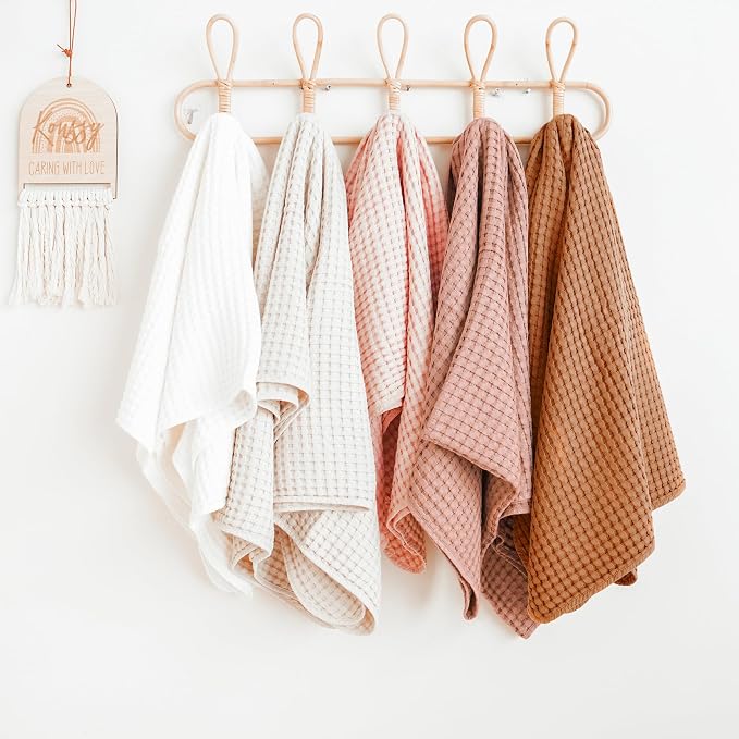 Konssy Waffle Baby Blanket - Soft & Cozy Nursery Swaddle Blanket, Lightweight Toddler Throw for Boys & Girls, Ideal for Wrapping(Brown)