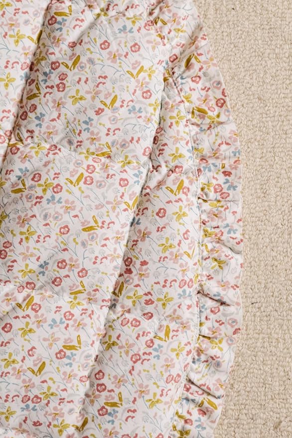 Pehr Baby Play Mat, Floret | Ultra-Soft Quilted 100% Cotton Exterior with Plush Polyester Fiberfill | for Tummy & Playtime | 40??Diameter