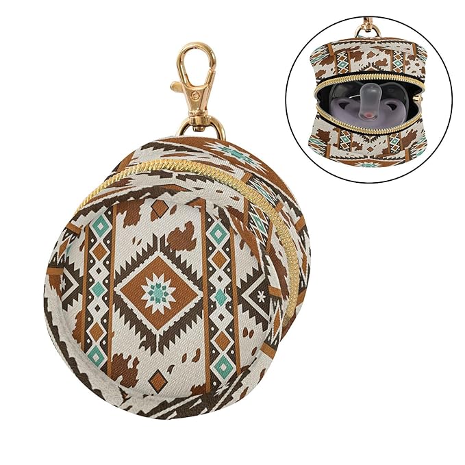Tribal Cow Print Pacifier Holder Case Portable Newborn Baby Pacifiers Pouch with Clip for Boys & Girls