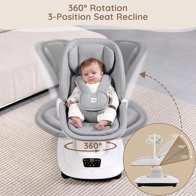 Baby Swings for Infants, Electric 3D-Motion Baby Swings with 7 Modes, 5-Point Harness, APP Control, 12 Preset Melodies, Indoor Toddler Swing for Boys Girls, Newborn Nursery Essentials (7-33lbs)