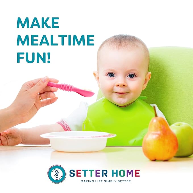 Premium Silicone Baby Spoons set - 6 Pack,Baby spoon self feeding Training Spoons for Infants & Toddler, First Stage Chewable Baby Led Weaning Utensils, BPA Free, baby feeding essentials