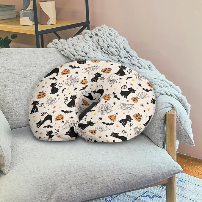 Pumpkin Bats Cobweb Black Cat Ultra Soft Baby Nursing Pillow Cover with Hidden Zipper Anti-Stains Comfortable Girls & Boys Breastfeeding Pillow Replacement Cover for Halloween Decor