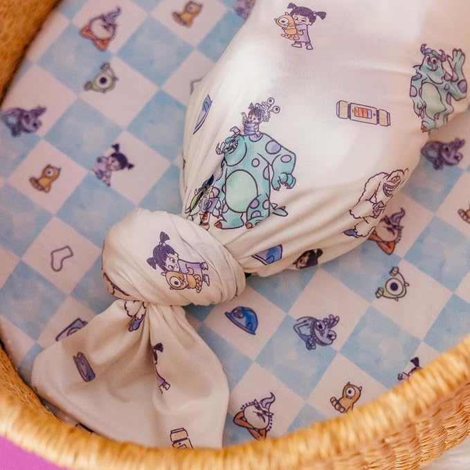 Copper Pearl Swaddle Blankets for Newborns | Soft Stretchy Receiving Blankets for Boys and Girls | Large 46 x 46 Inch Baby Blankets | Lightweight and Breathable Swaddles | Monsters Inc Friends