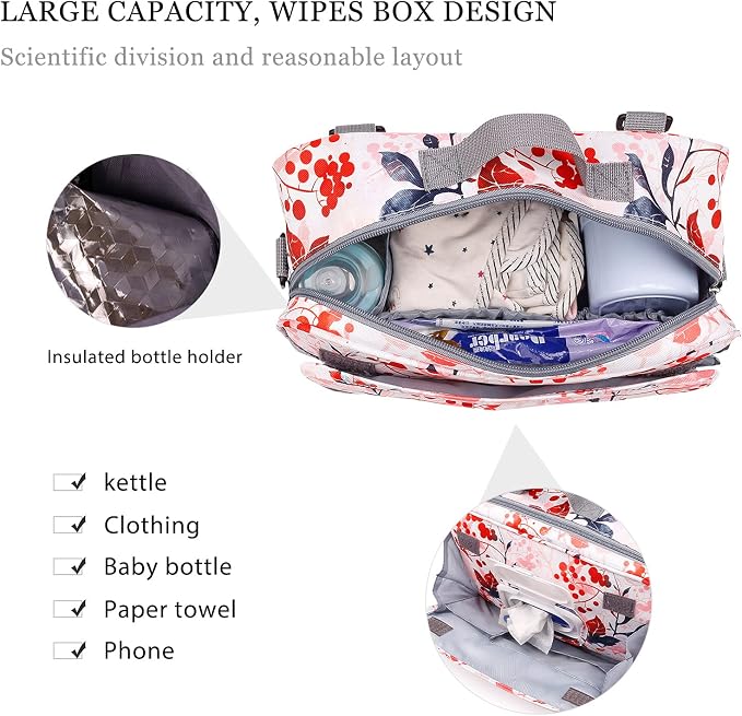 SONARIN Pram Buggy Bag Organiser & Stroller Organiser,Large Stroller Storage with Deep Cup Holder,2 x Pram Hooks,Shoulder Strap Used as Carry-On Handbag,Universal Fit All Buggy Models(Pink)