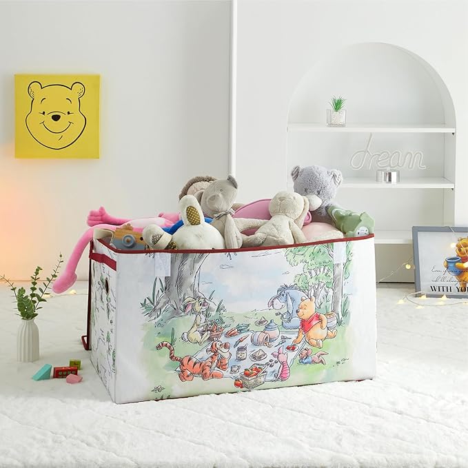Disney Winnie the Pooh Collapsible Storage Trunk, Durable with Soft Lid, 28.5"x14.5"x16"