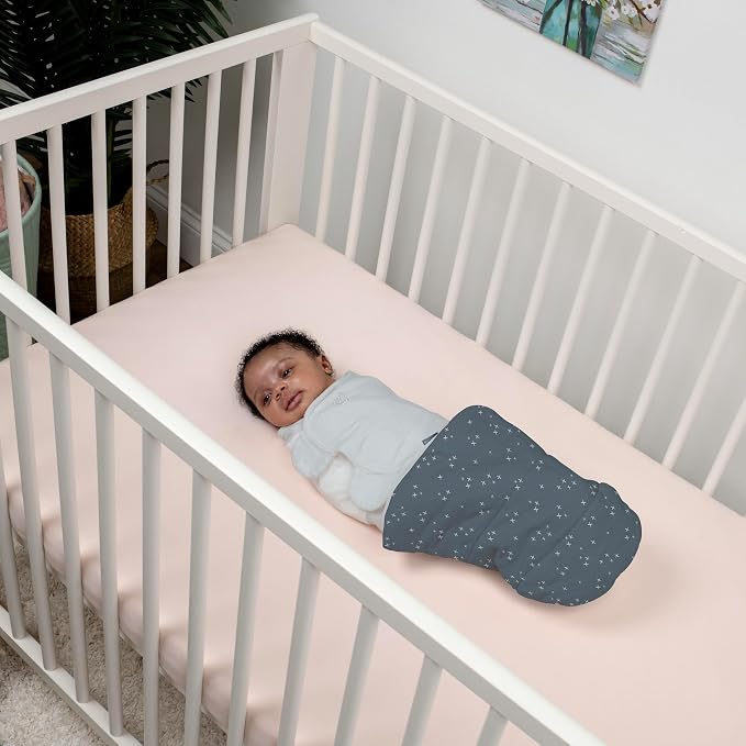 SwaddleMe by Ingenuity All Season Baby Swaddle, 2 Quick Flip Layers to Change from 1.0 to 2.5 TOG, Size 0-3 Months, 7-14 Pounds - Tiny Tiles