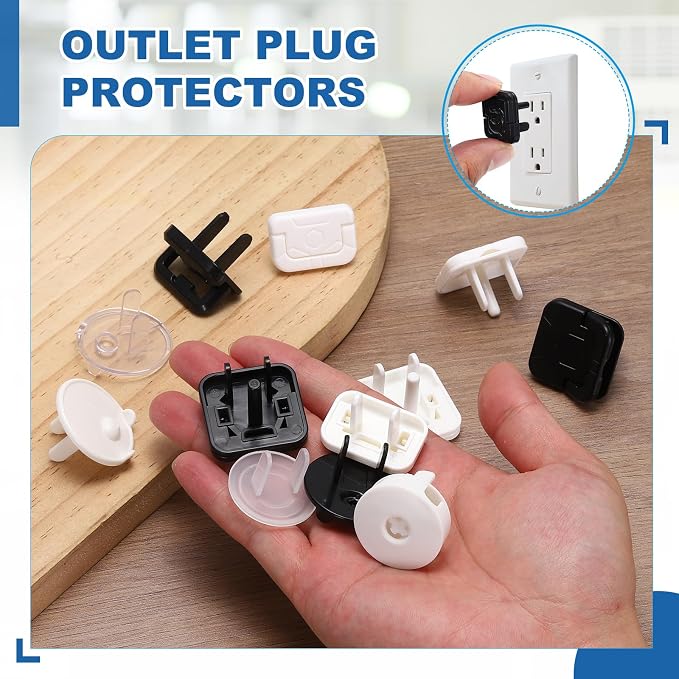 MECCANIXITY 24 Pack Outlet Covers Proofing, Electrical Safety Plug Covers Outlets Socket Proof Caps Easy Install Plug Power Sockets Protectors for 3-Prong Power Wall Plate, Square Cute Black