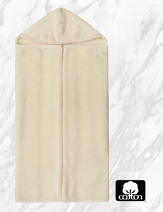 ORIGINAL KIDS Hooded Bath Towel Wrap - 2 Pack - Ultra Soft 100% Cotton Terry Large Oversized Hooded Kids Towel - Shower Pool Beach - 579 GSM Absorbent Quick Dry Plush Gift - 30 x 54 - Ivory